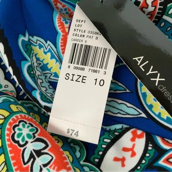 NWT ALYX Paisley Dress Multicolor Size 10 - Picture 9 of 12
